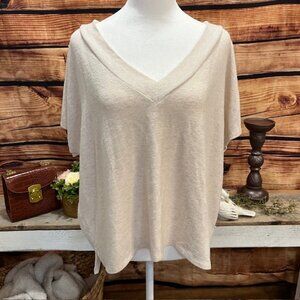 Lucky Brand Womens Cream Knit Boxy Sweater Top Size Medium